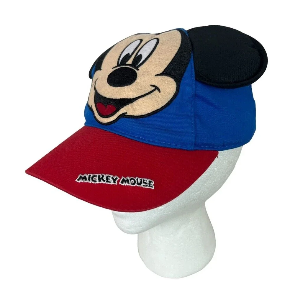 Disney Mickey Mouse Adjustable Ball Cap Hat w 3D Ears 2011 NWOT Blue & Red